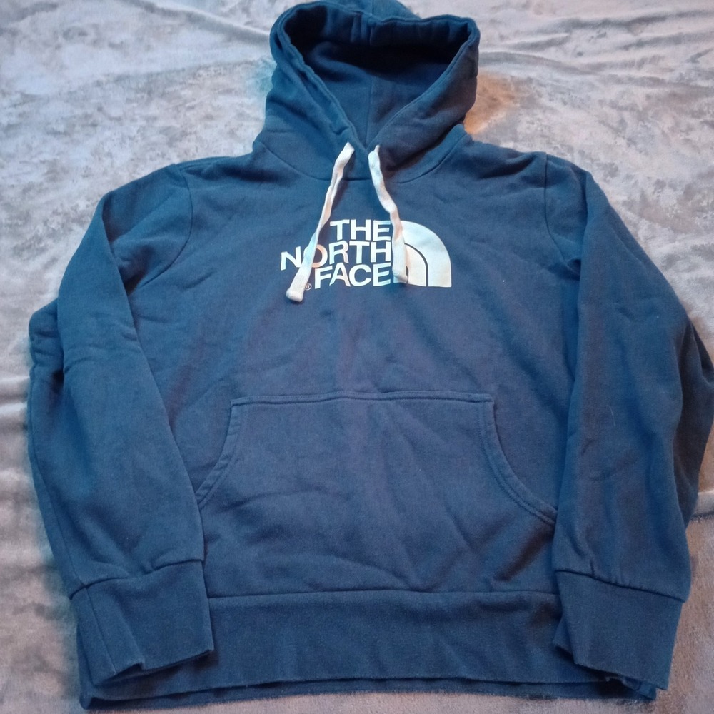 North Face Hoodie Hooded‎ Sweatshirt Pullover Women's Size Large Navy Blue Logo